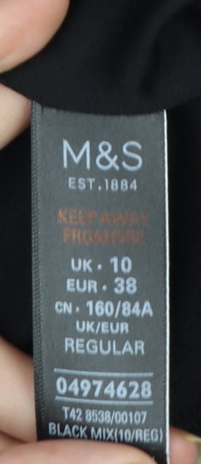 Marks and Spencer Womens Black Floral Bodycon Dress Size 10