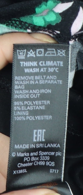Marks and Spencer Womens Black Floral Bodycon Dress Size 10