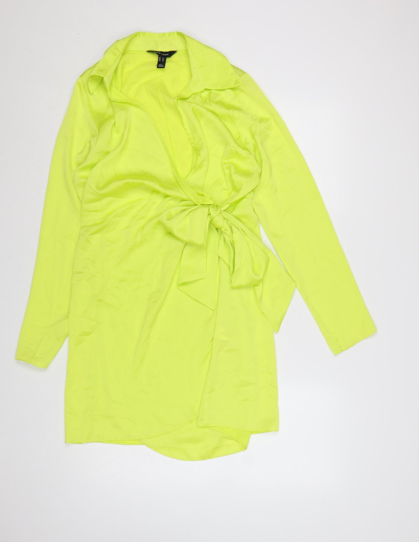 New Look Women’s Yellow Wrap Tie Short Dress Size 14