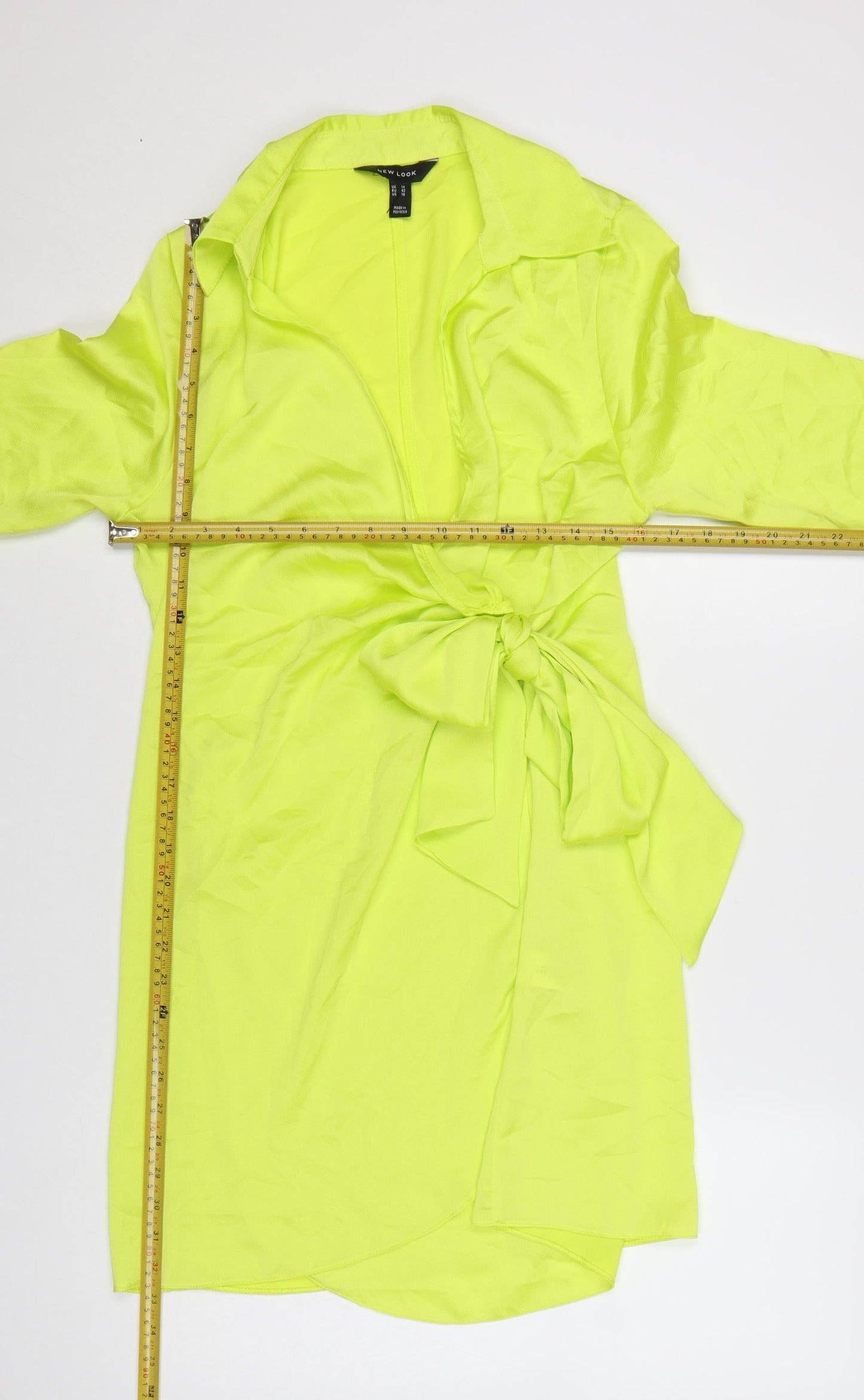 New Look Women’s Yellow Wrap Tie Short Dress Size 14