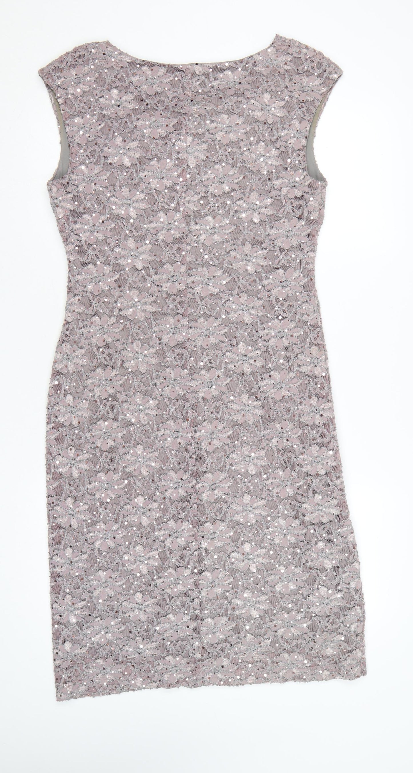 Connected Apparel Women's Pink Sequin Lace Sheath Dress Size 12