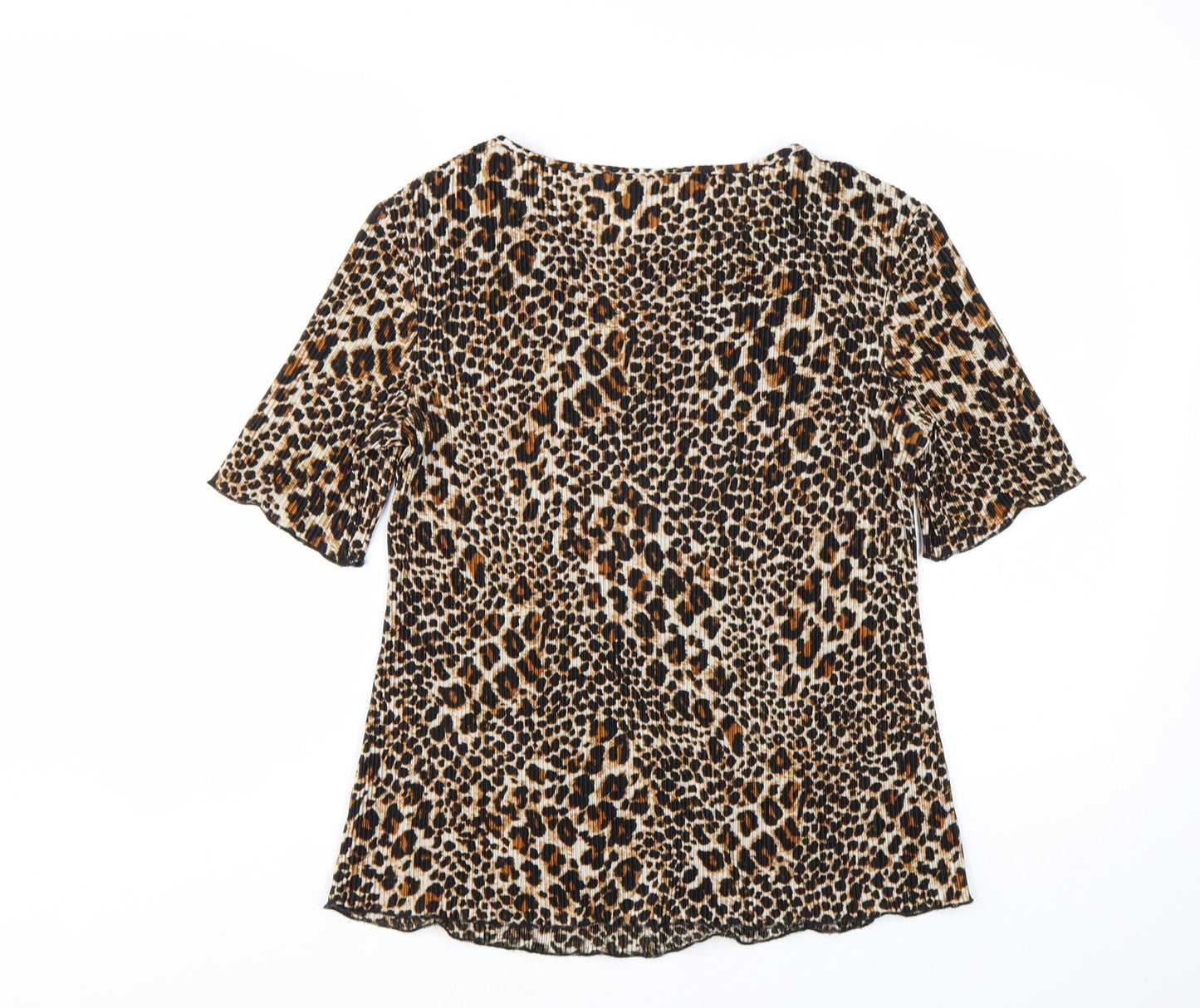 Classic Women's Leopard Print Short Sleeve Blouse Size 12 Polyester