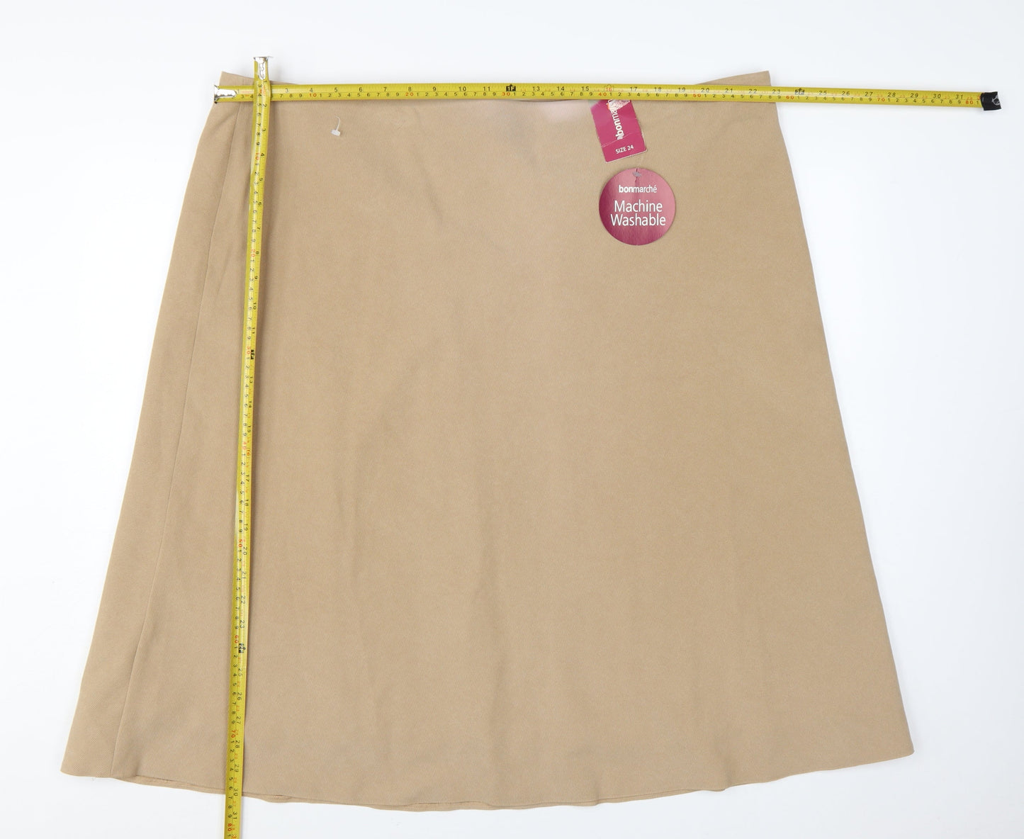 Bonmarché Women's Beige A-Line Knee Length Skirt Size 24