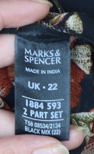 Marks and Spencer Women's Multicoloured Floral Beaded Tunic Blouse Size 22