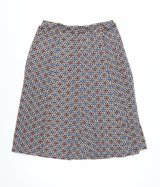 Marks and Spencer Women's Multicoloured Geometric Midi A-Line Skirt Size 12