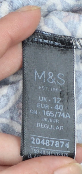 Marks and Spencer Women's Multicoloured Geometric Midi A-Line Skirt Size 12