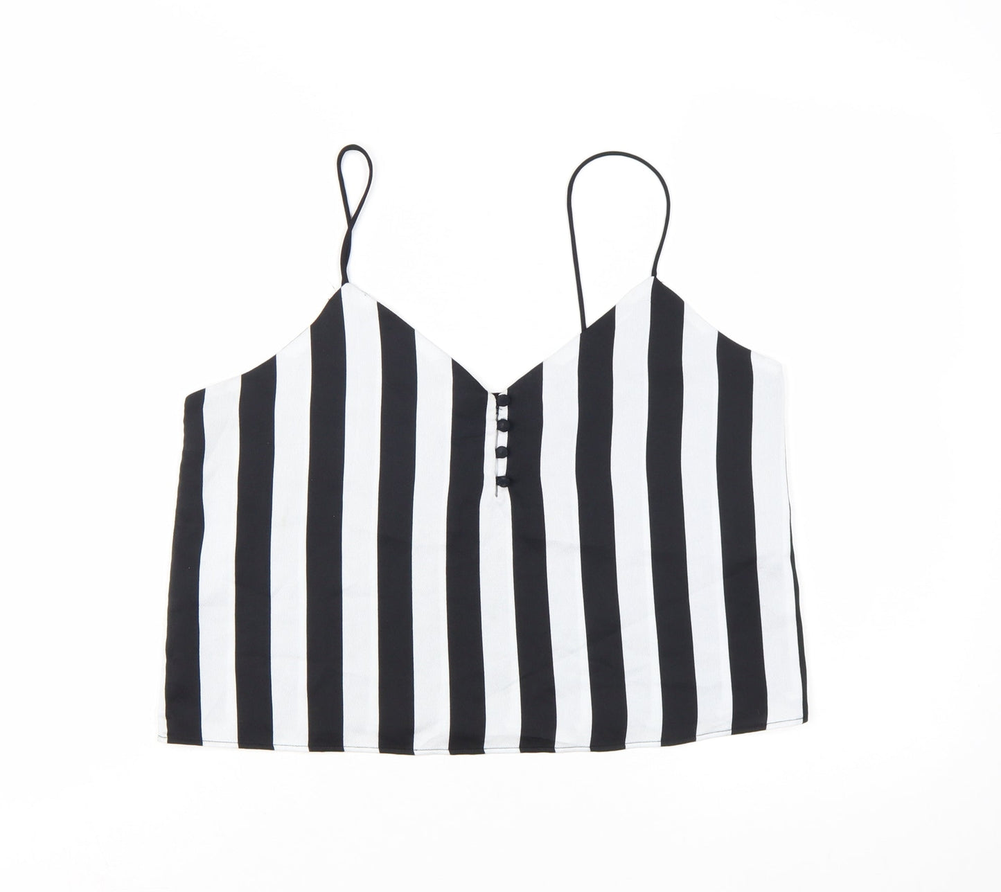 Bershka Women's Black Striped V-Neck Camisole Top Size L