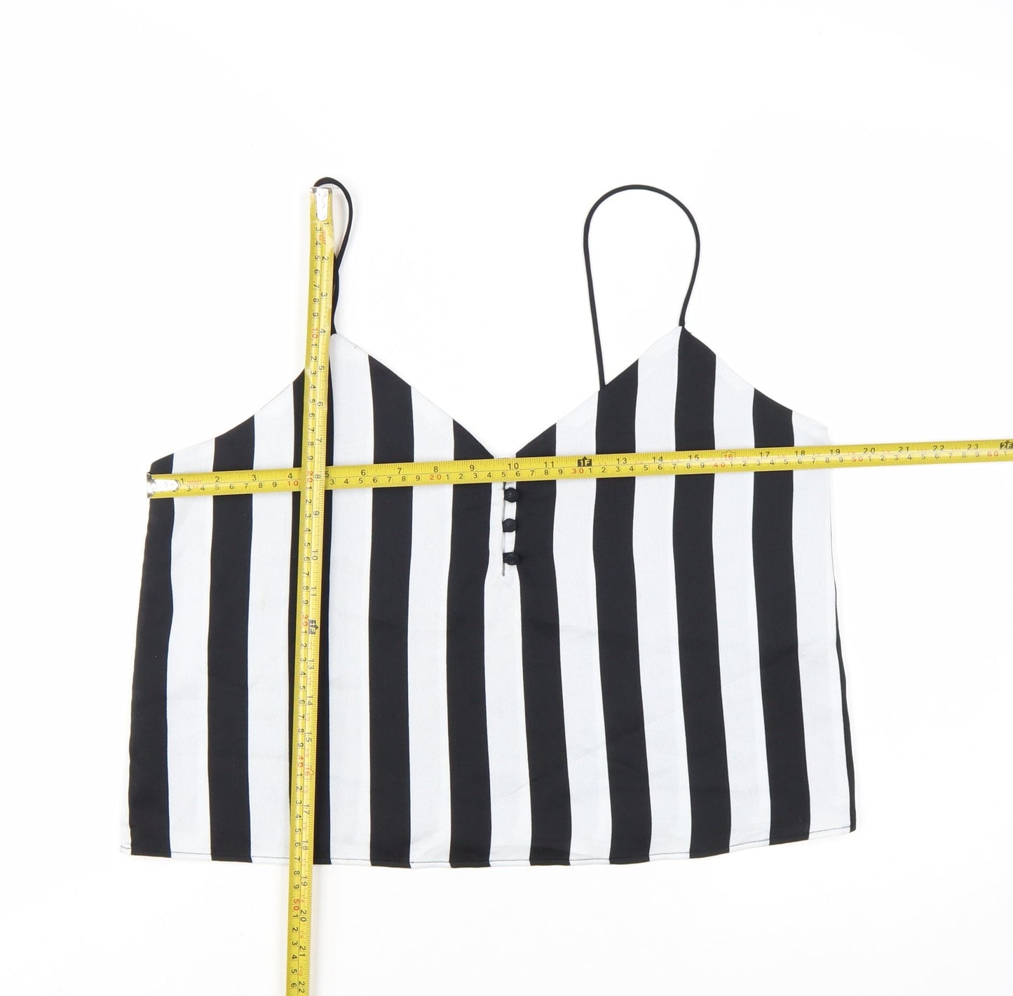 Bershka Women's Black Striped V-Neck Camisole Top Size L