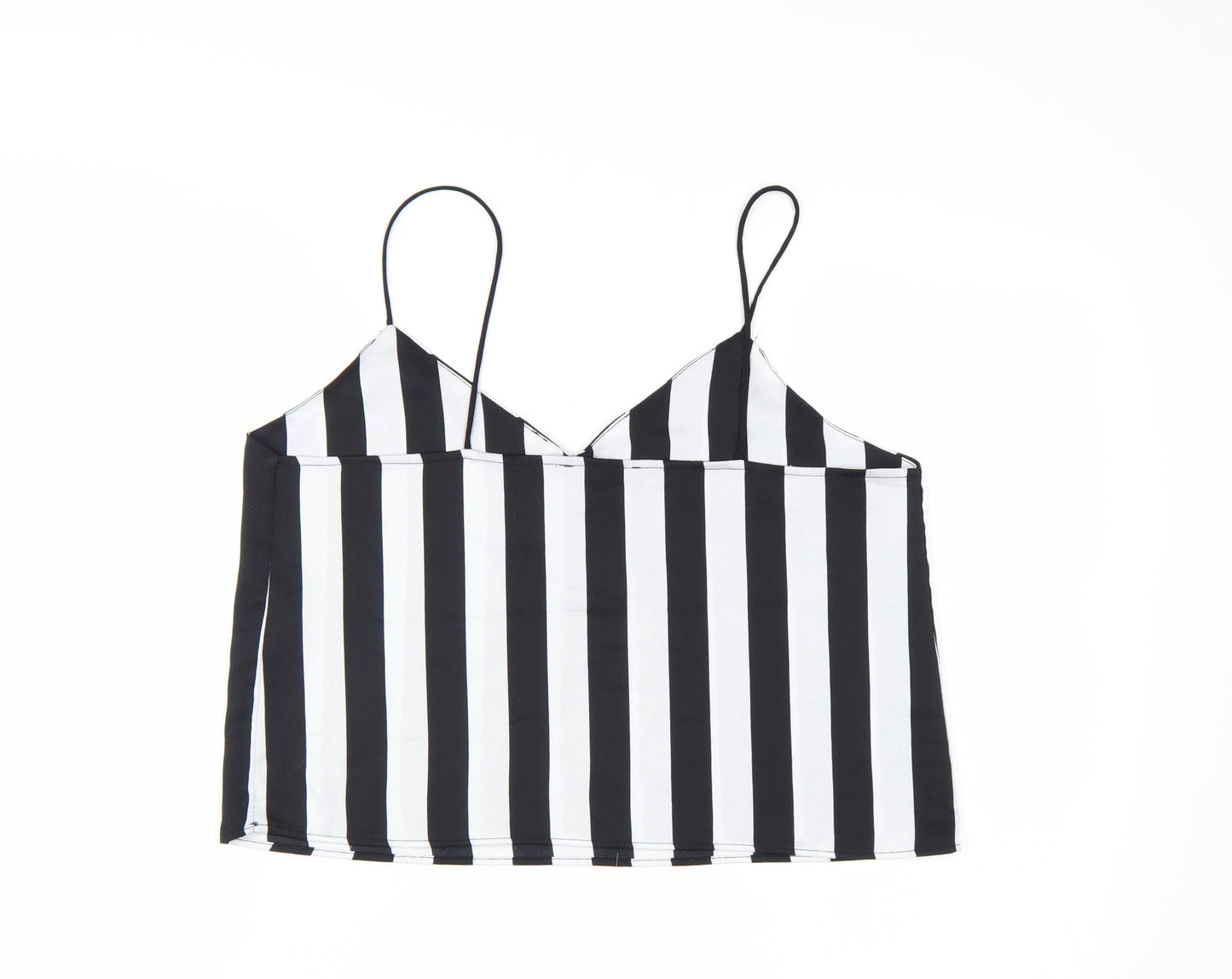 Bershka Women's Black Striped V-Neck Camisole Top Size L
