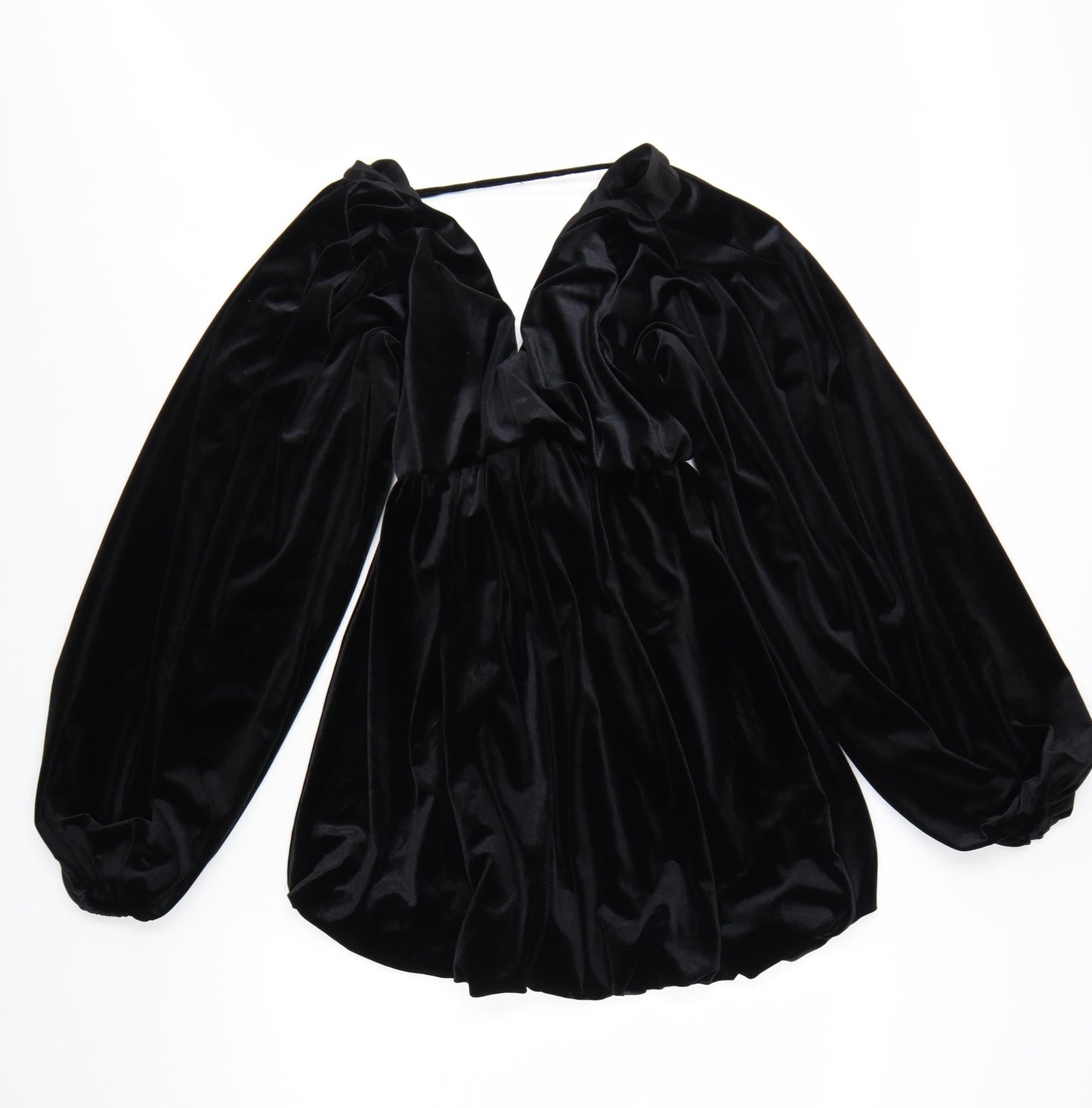 ASOS DESIGN Women’s Black Velvet Mini Dress Size 8 Long Sleeve Partywear