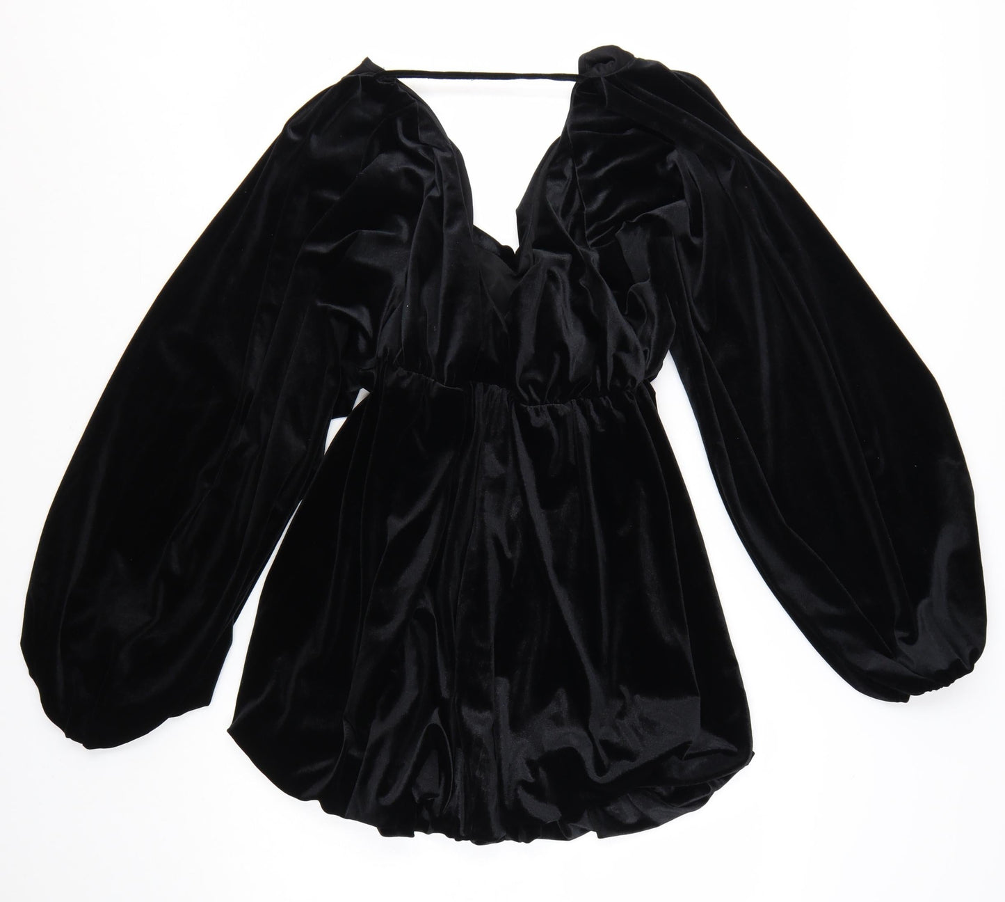 ASOS DESIGN Women’s Black Velvet Mini Dress Size 8 Long Sleeve Partywear