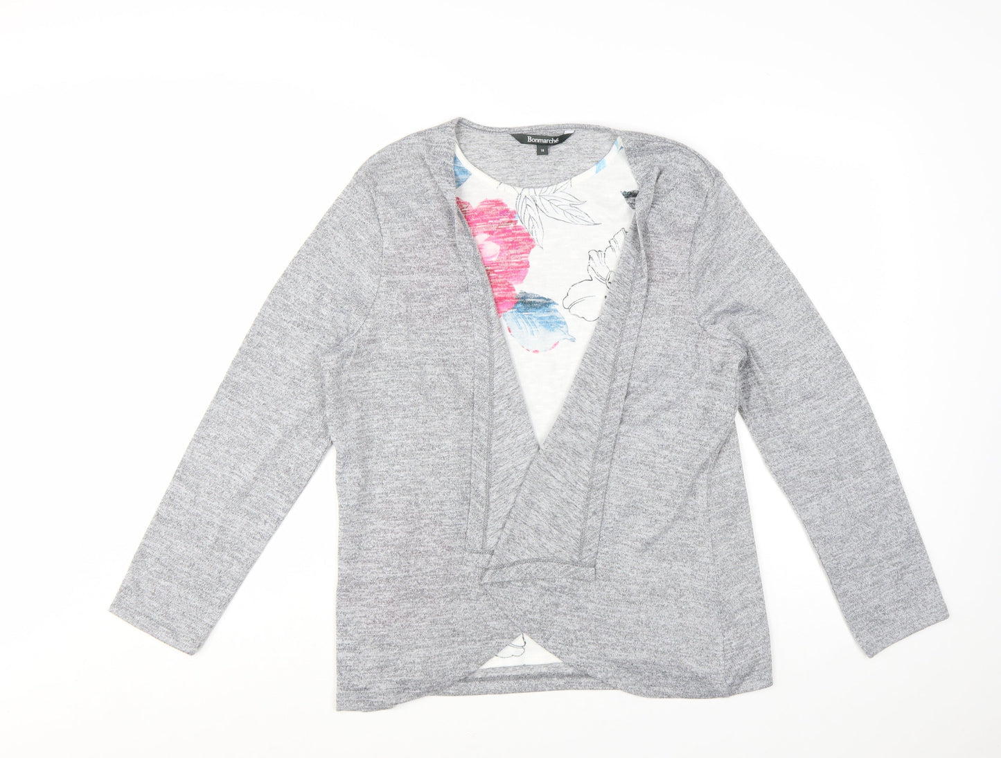 Bonmarché Women’s Grey Long Sleeve Open Cardigan Size 18