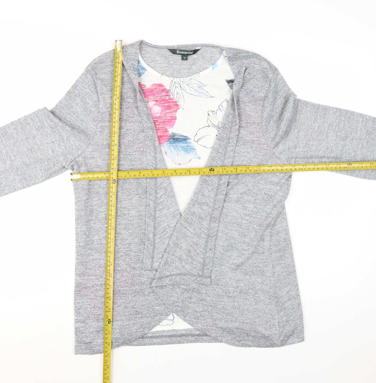 Bonmarché Women’s Grey Long Sleeve Open Cardigan Size 18