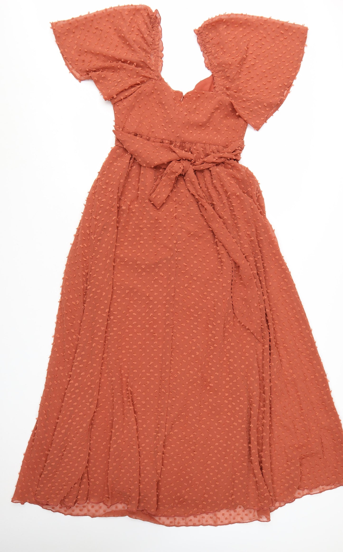 ASOS DESIGN Women’s Brown Midi Wrap Dress Size 10 Flutter Sleeves