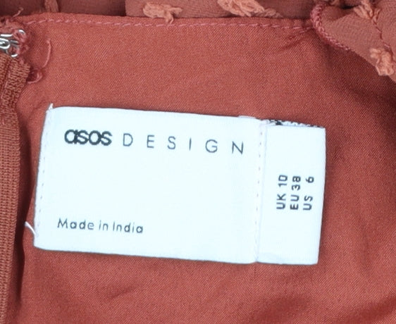 ASOS DESIGN Women’s Brown Midi Wrap Dress Size 10 Flutter Sleeves