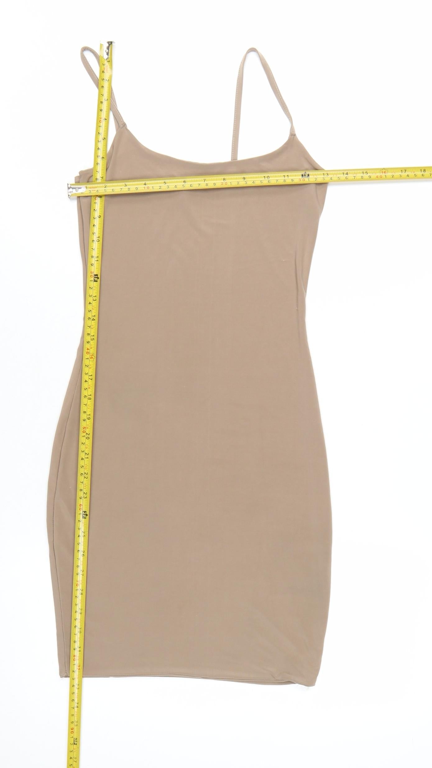 Missguided Women’s Beige Slip Dress Size 8 Sleeveless Scoop Neck