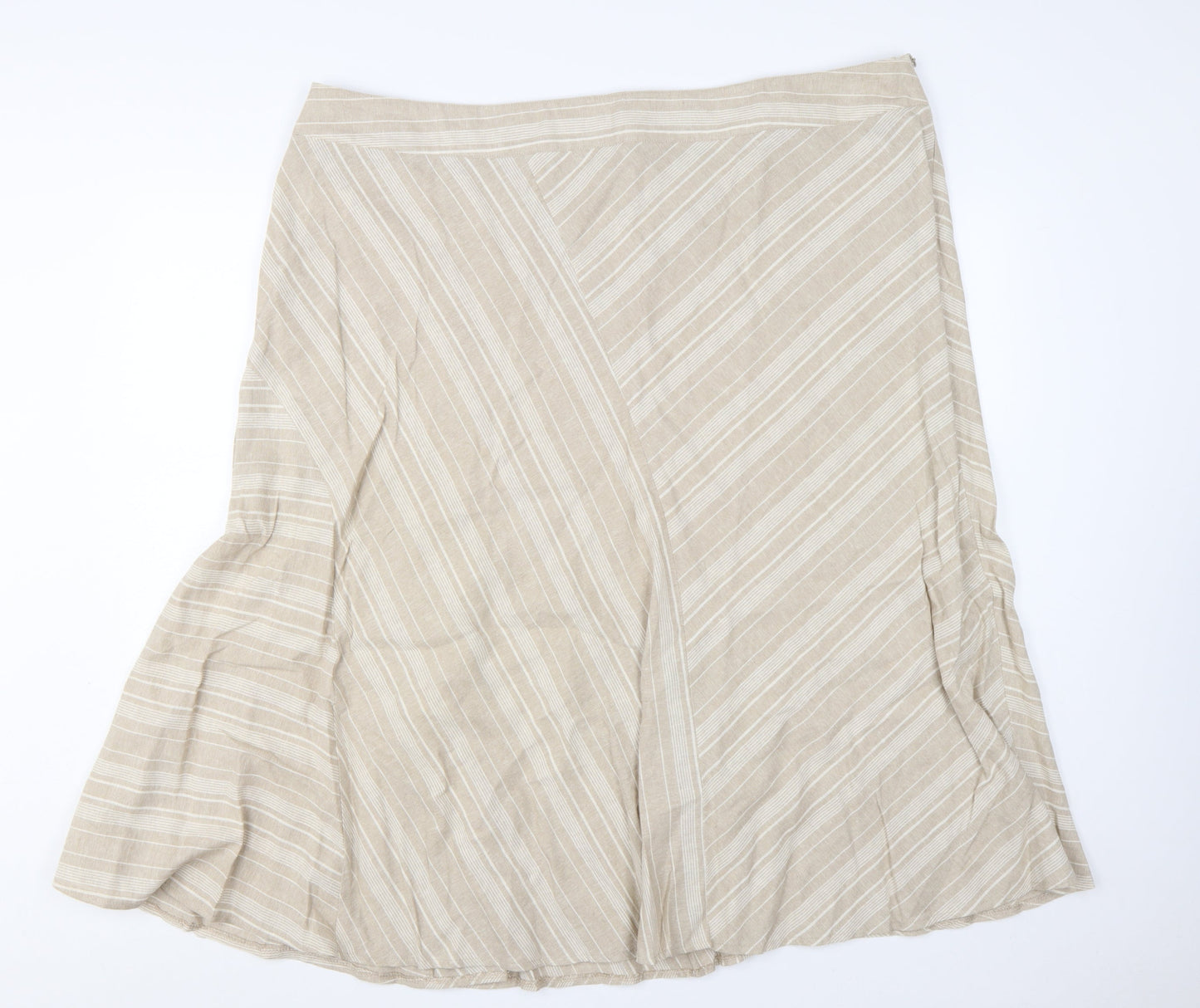 Bonmarché Women’s Beige Linen Blend A-Line Knee Length Skirt Size 24