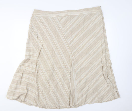 Bonmarché Women’s Beige Linen Blend A-Line Knee Length Skirt Size 24