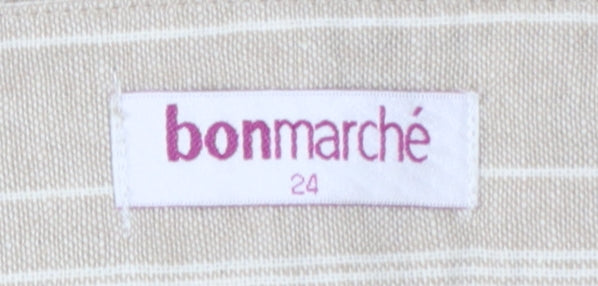 Bonmarché Women’s Beige Linen Blend A-Line Knee Length Skirt Size 24