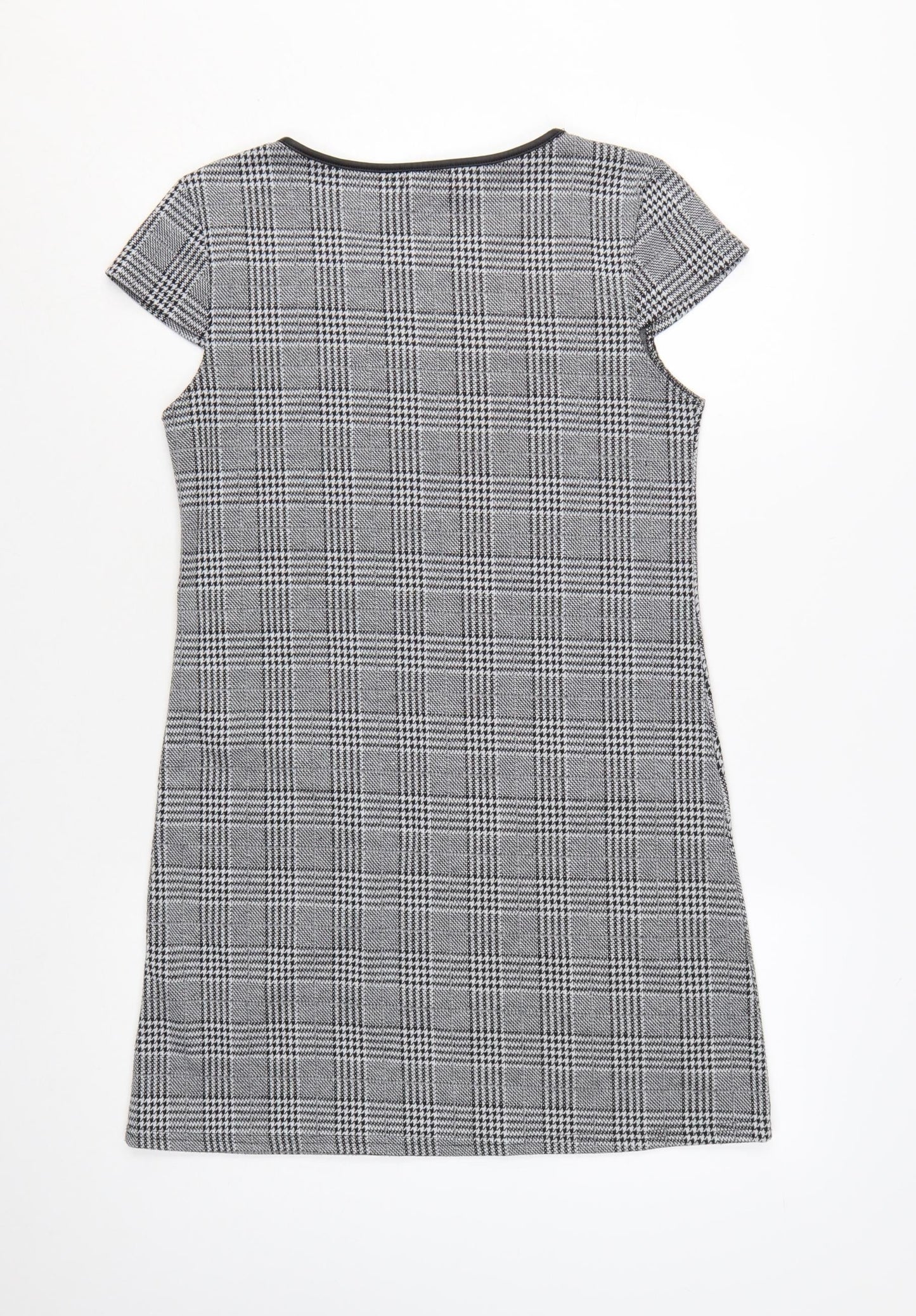 Paper Scissors Women’s Grey Check Shift Dress Size M Short Sleeve