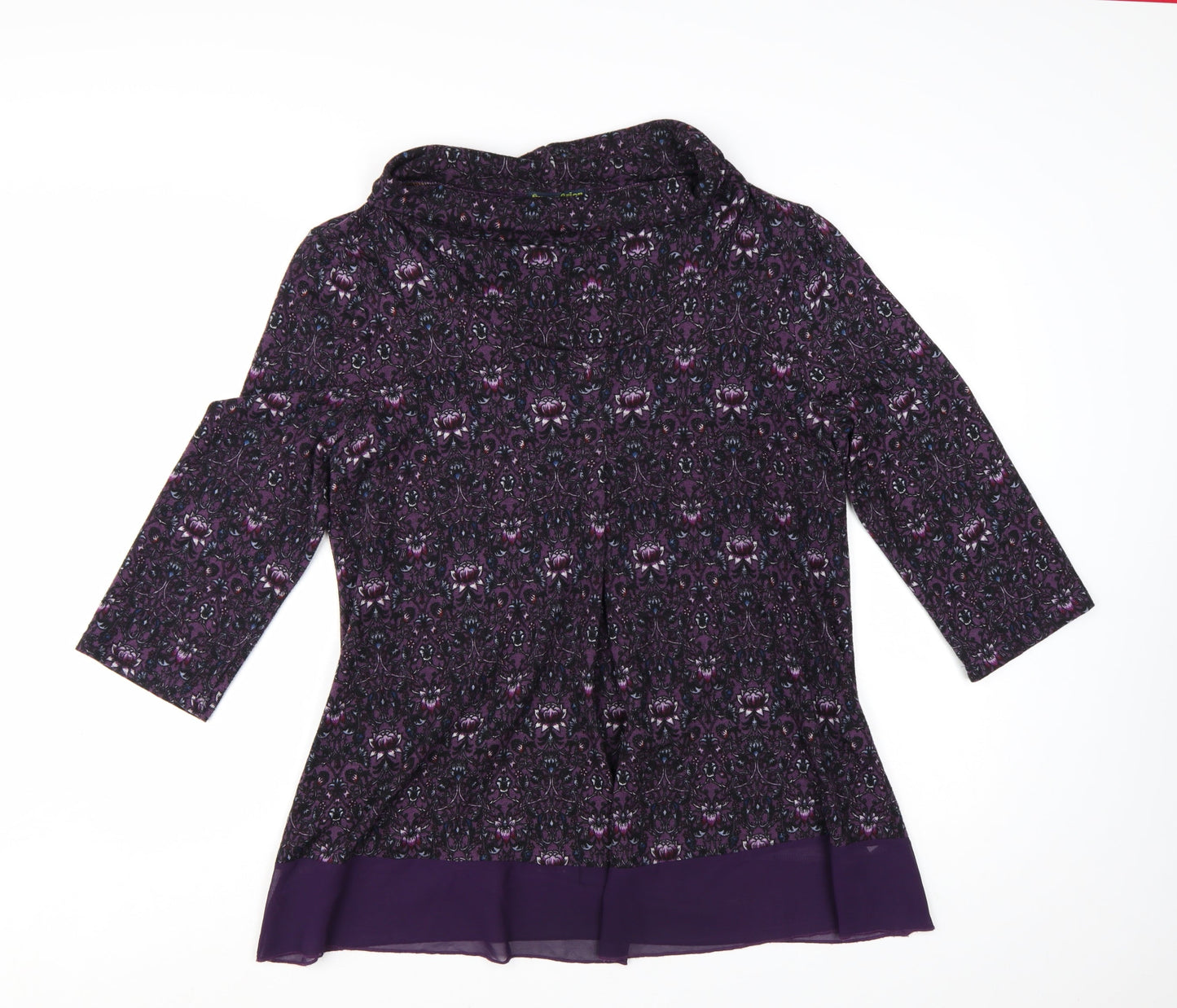 Sugar Crisp Women Purple Cowl Neck Tunic Jumper L