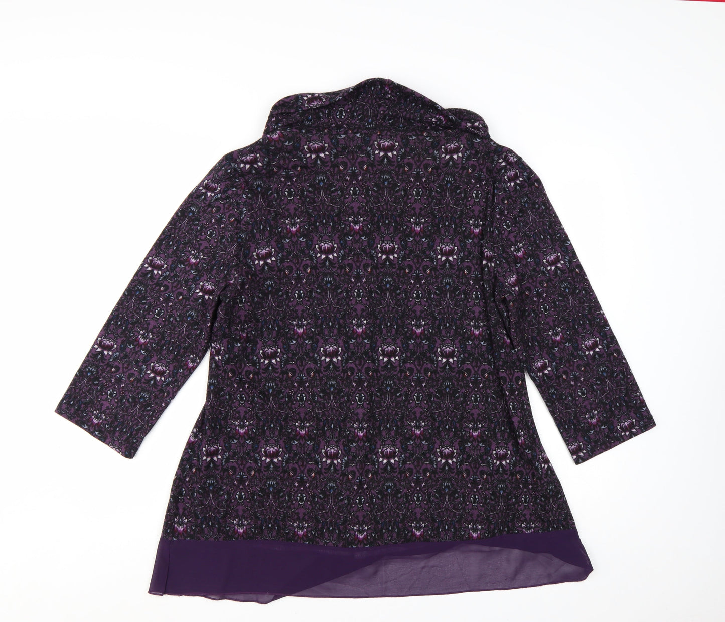 Sugar Crisp Women Purple Cowl Neck Tunic Jumper L