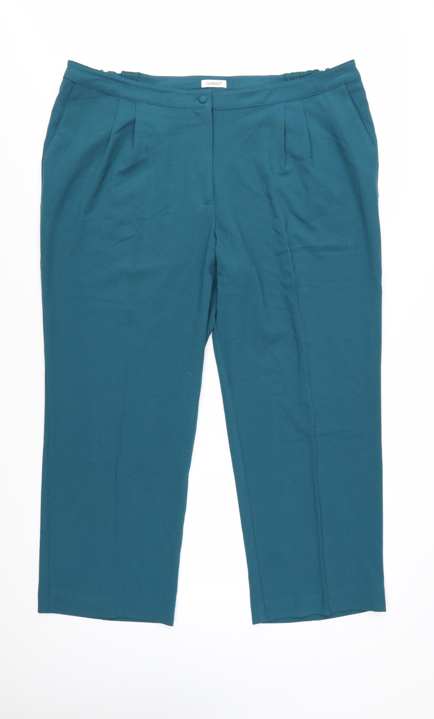 Damart Women’s Green Plus Size 24 Pleated Straight Leg Trousers