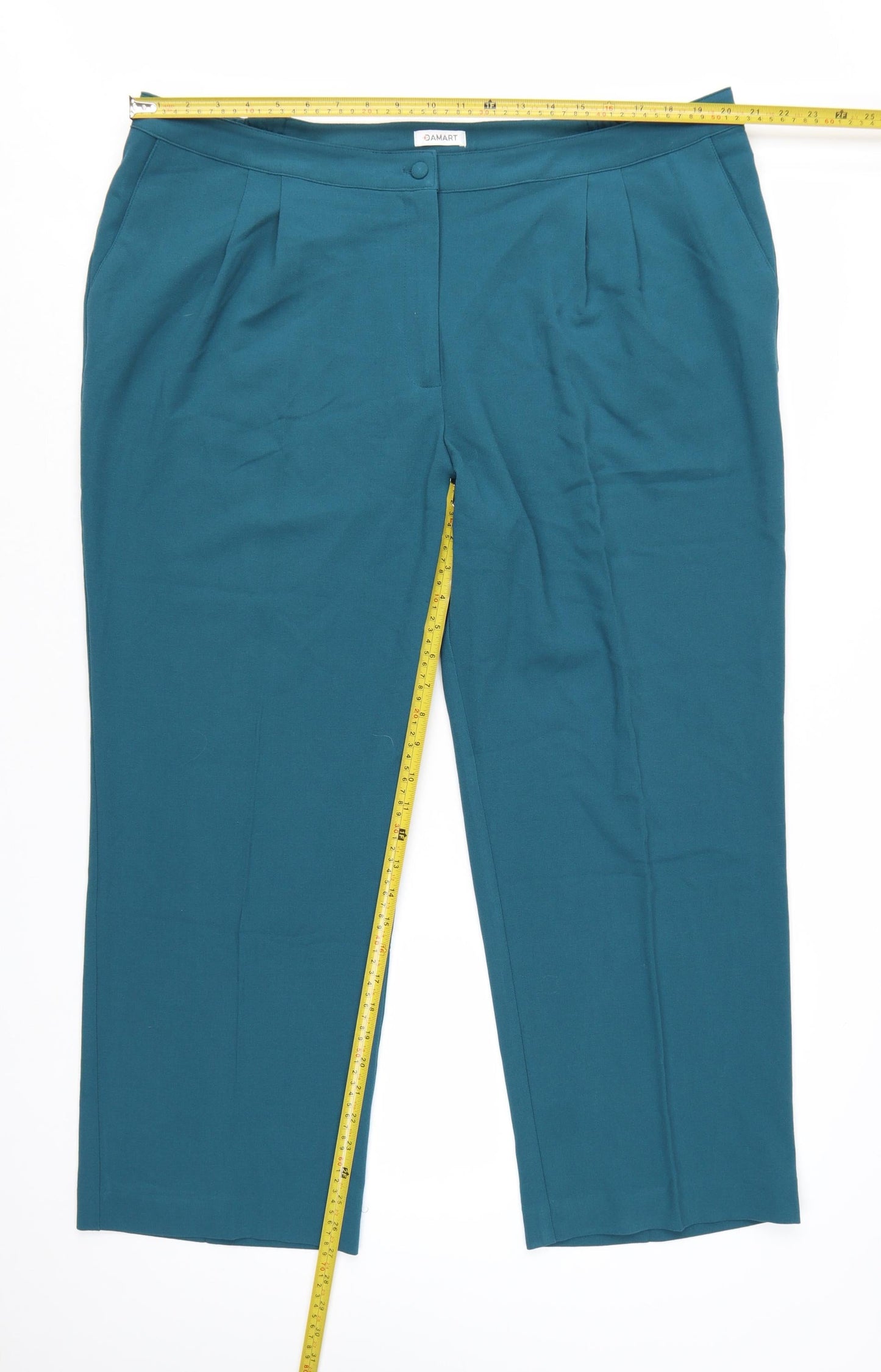 Damart Women’s Green Plus Size 24 Pleated Straight Leg Trousers