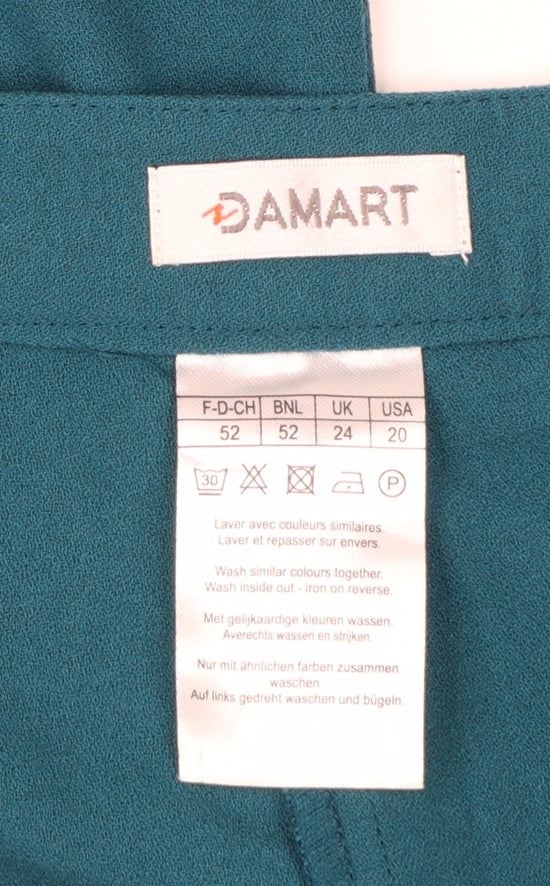 Damart Women’s Green Plus Size 24 Pleated Straight Leg Trousers