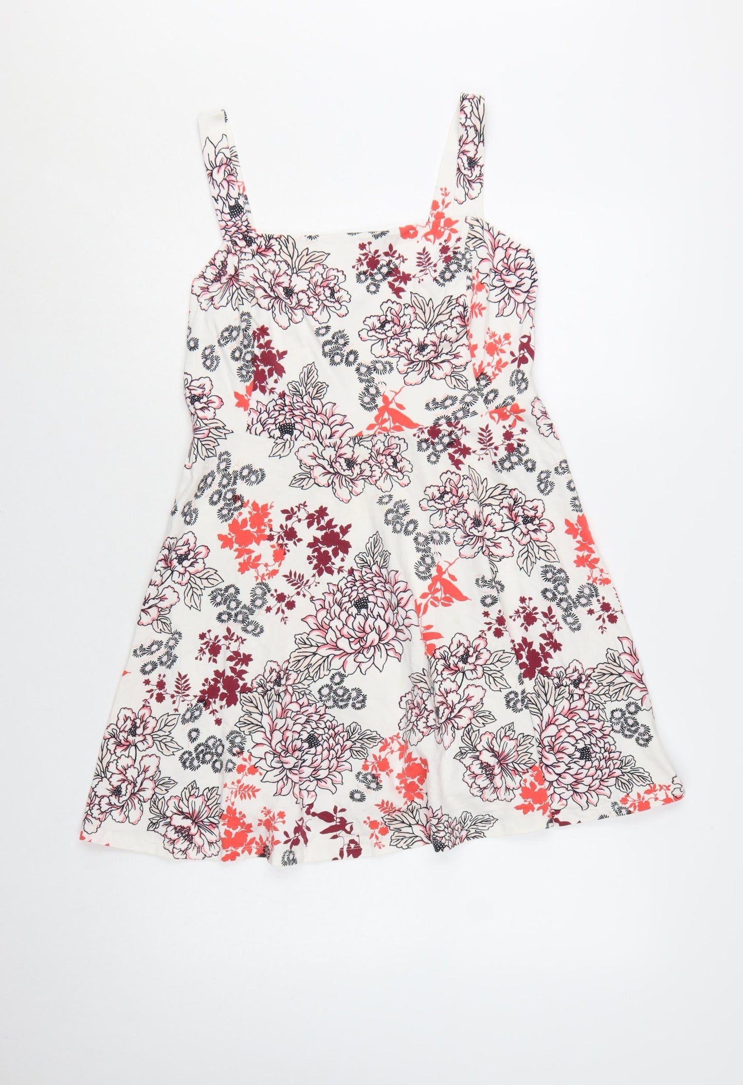 Dorothy Perkins Women’s White Floral A-Line Sleeveless Jersey Dress Size 14