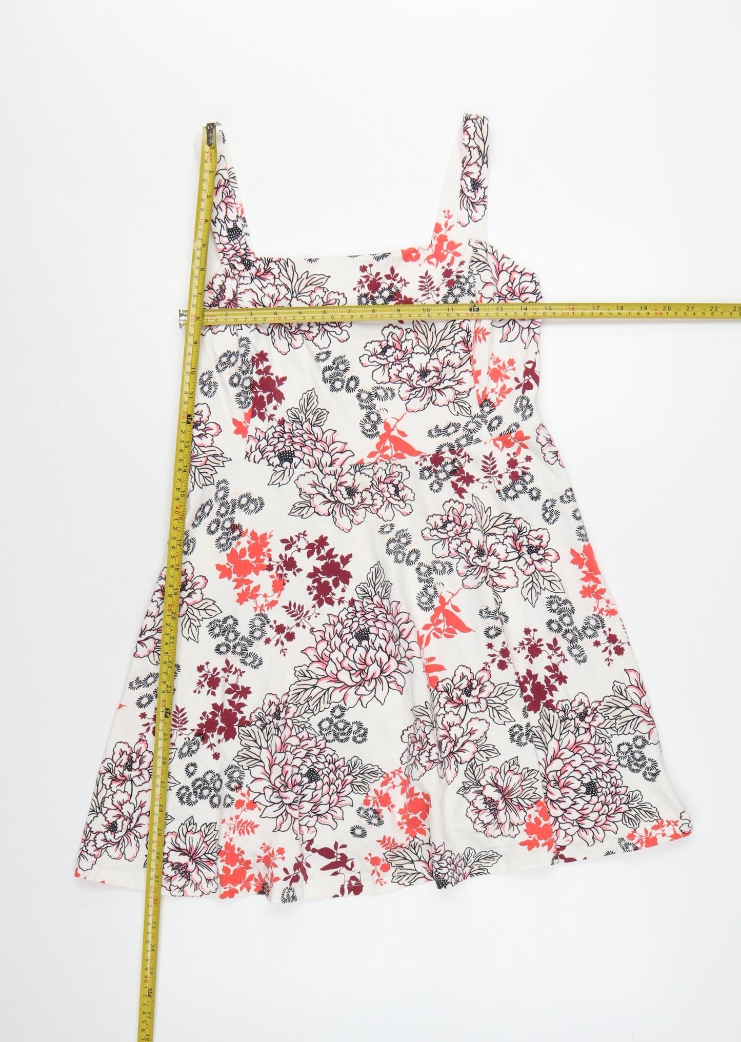 Dorothy Perkins Women’s White Floral A-Line Sleeveless Jersey Dress Size 14