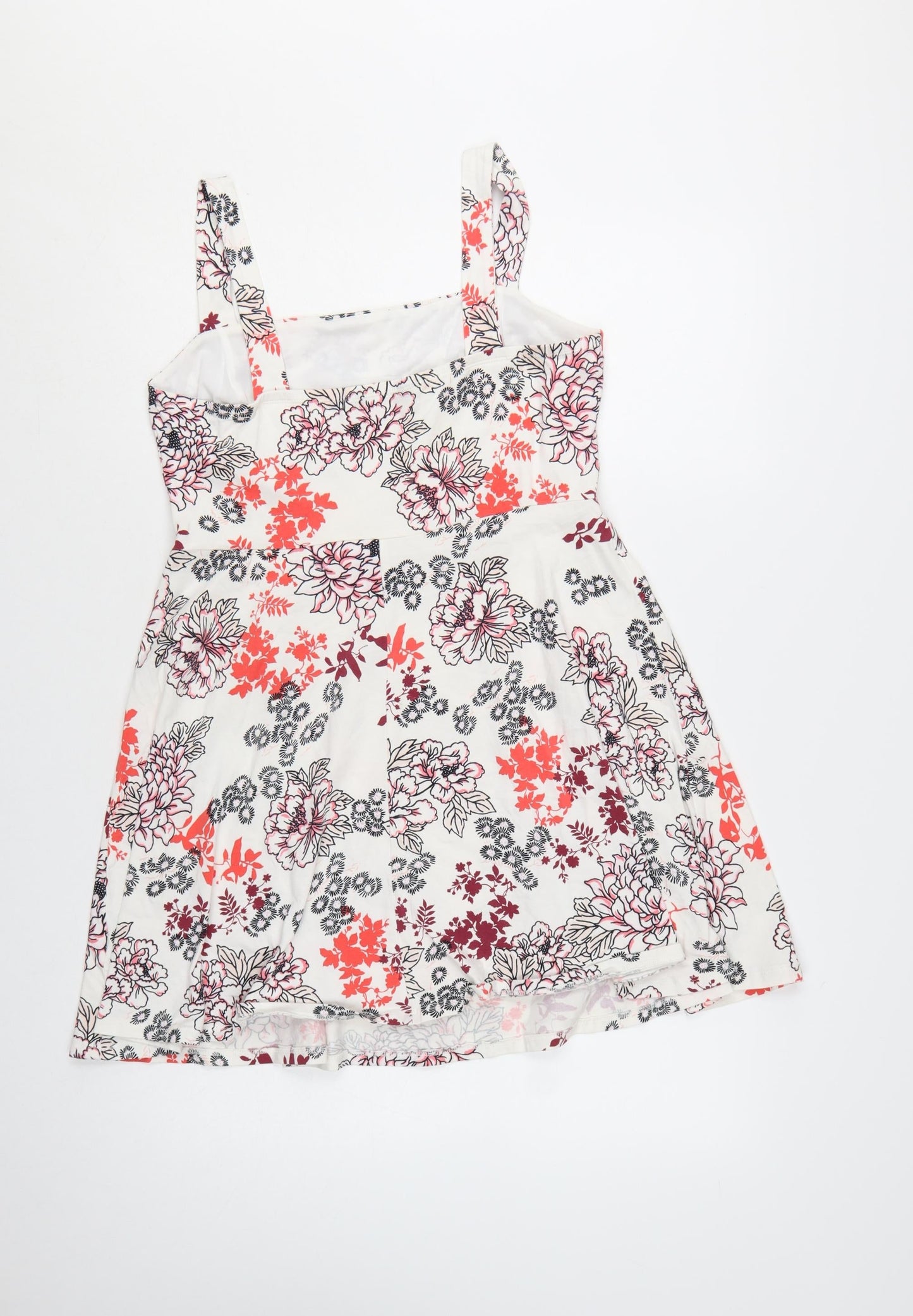 Dorothy Perkins Women’s White Floral A-Line Sleeveless Jersey Dress Size 14