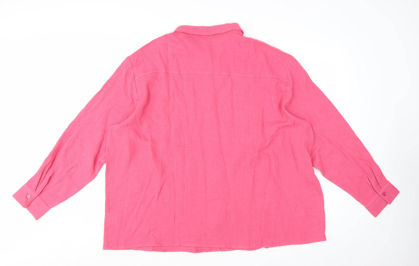 Damart Womens Pink Cotton Long Sleeve Button-Up Shirt Size 24