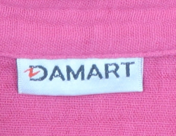 Damart Womens Pink Cotton Long Sleeve Button-Up Shirt Size 24