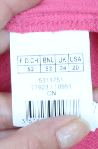 Damart Womens Pink Cotton Long Sleeve Button-Up Shirt Size 24