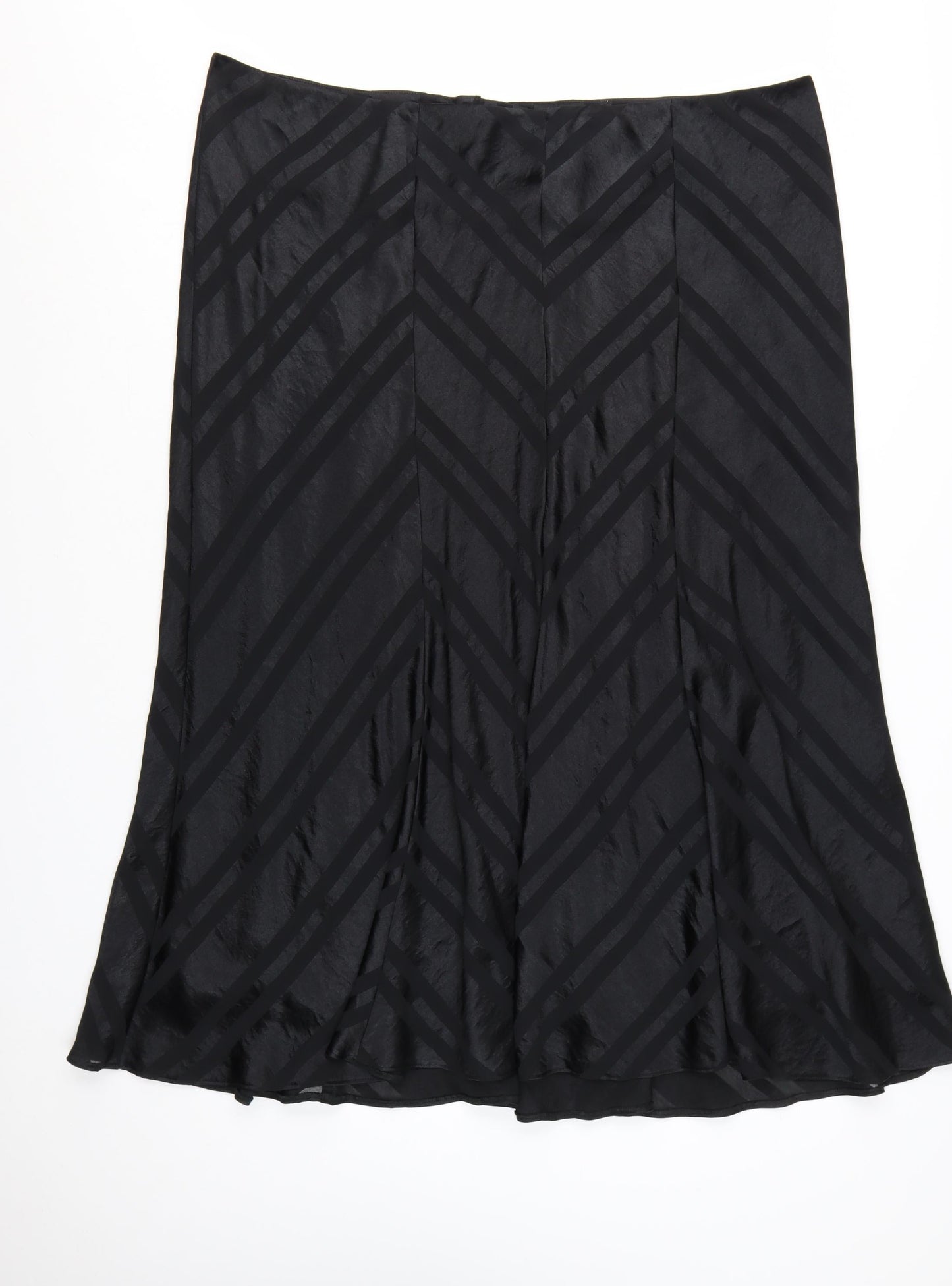 Evans Womens Black Size 24 Plus Midi A-Line Satin Skirt