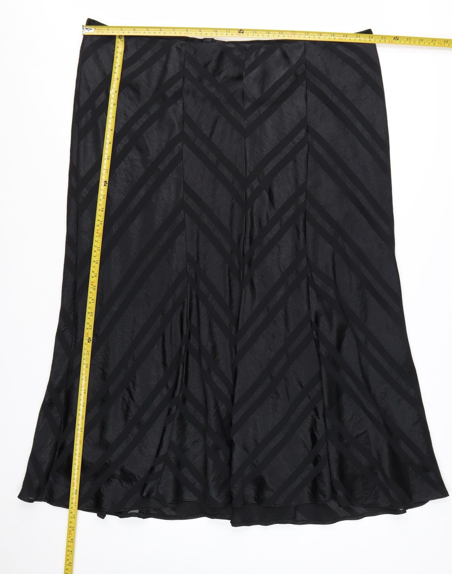 Evans Womens Black Size 24 Plus Midi A-Line Satin Skirt