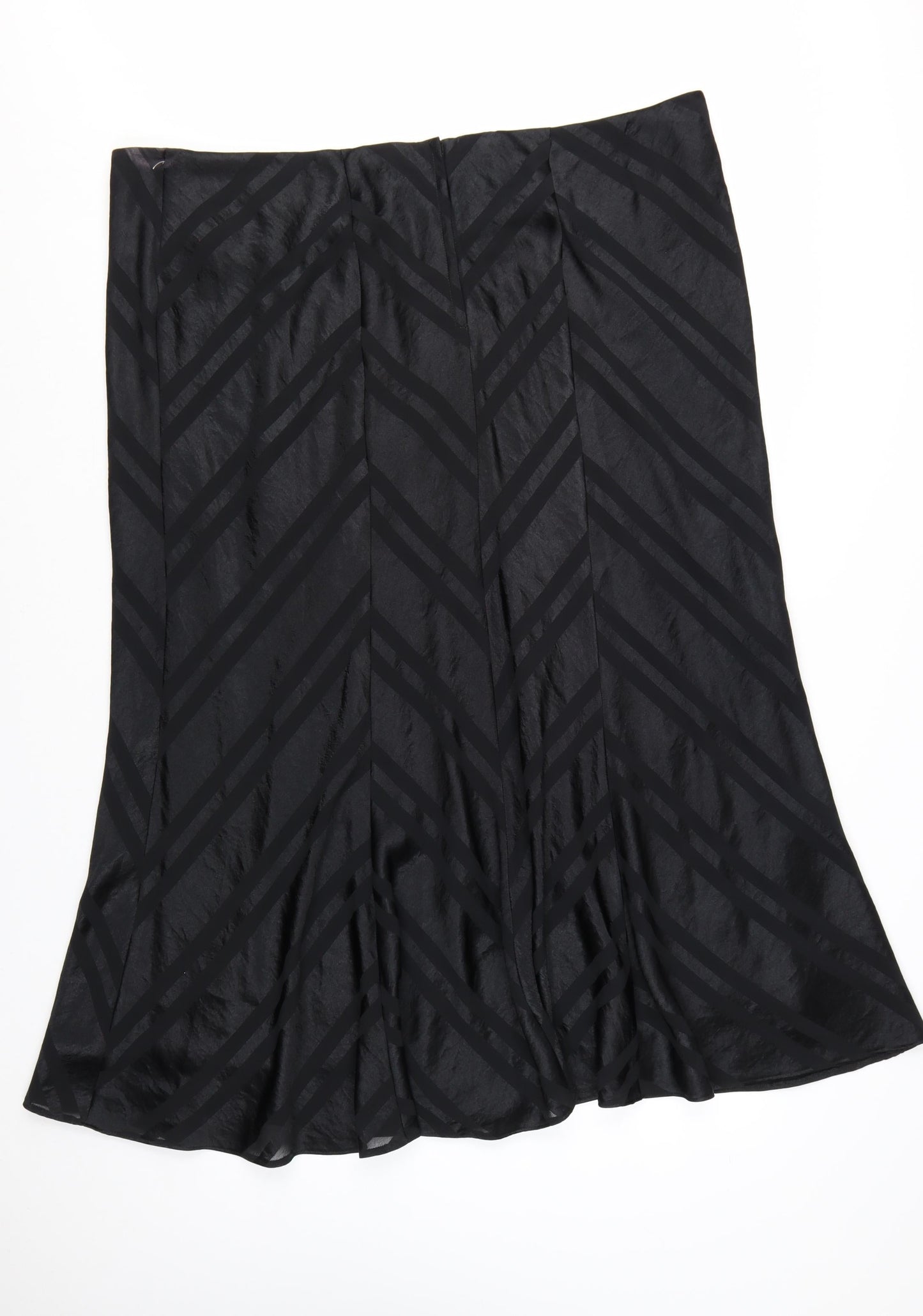 Evans Womens Black Size 24 Plus Midi A-Line Satin Skirt