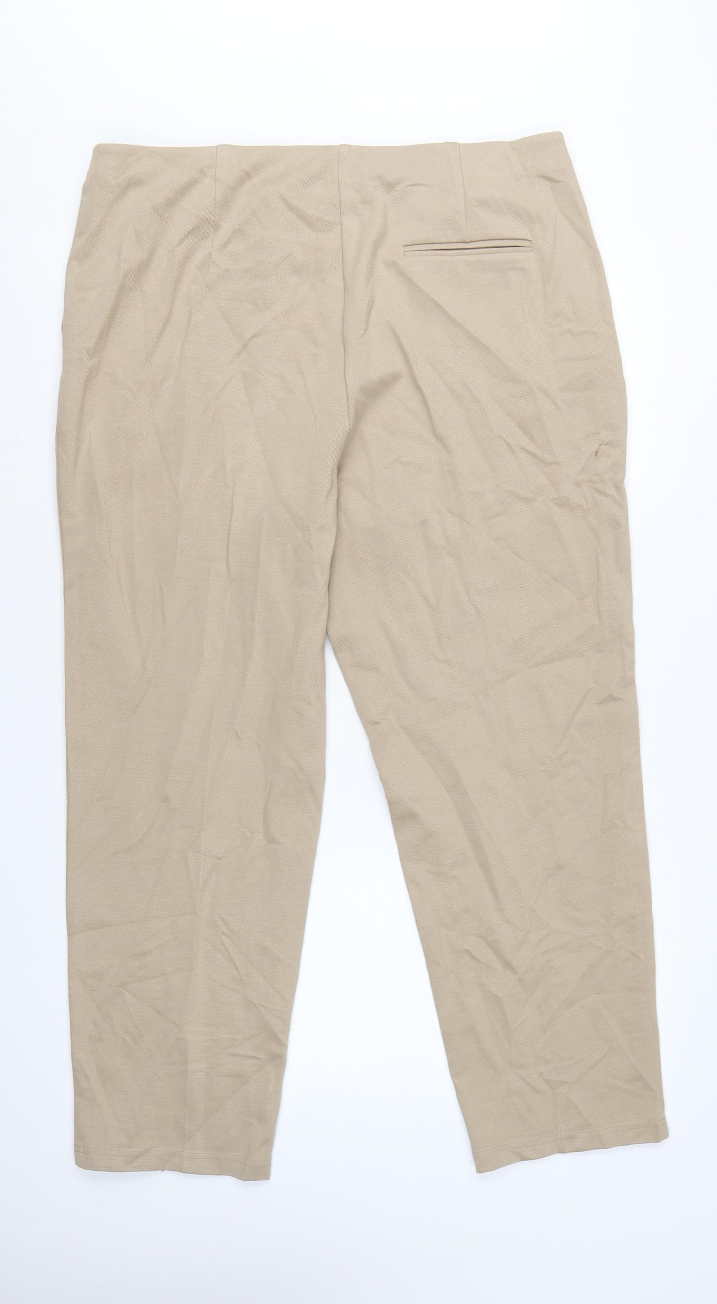Marks and Spencer Women Beige Size 20 Regular Viscose Blend Trousers