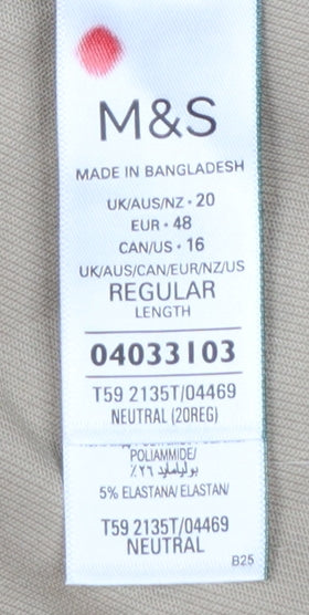 Marks and Spencer Women Beige Size 20 Regular Viscose Blend Trousers