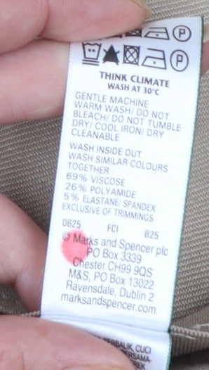 Marks and Spencer Women Beige Size 20 Regular Viscose Blend Trousers