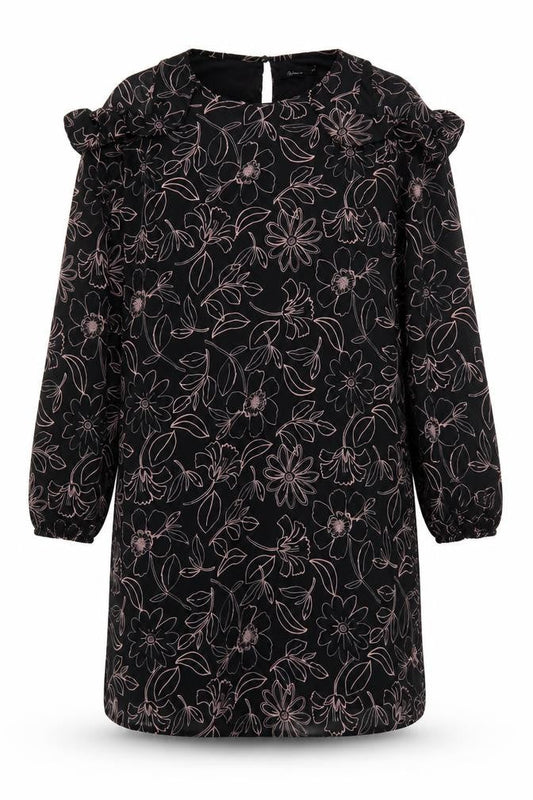 Reitmans Women Black Floral Cold Shoulder Shift Dress M