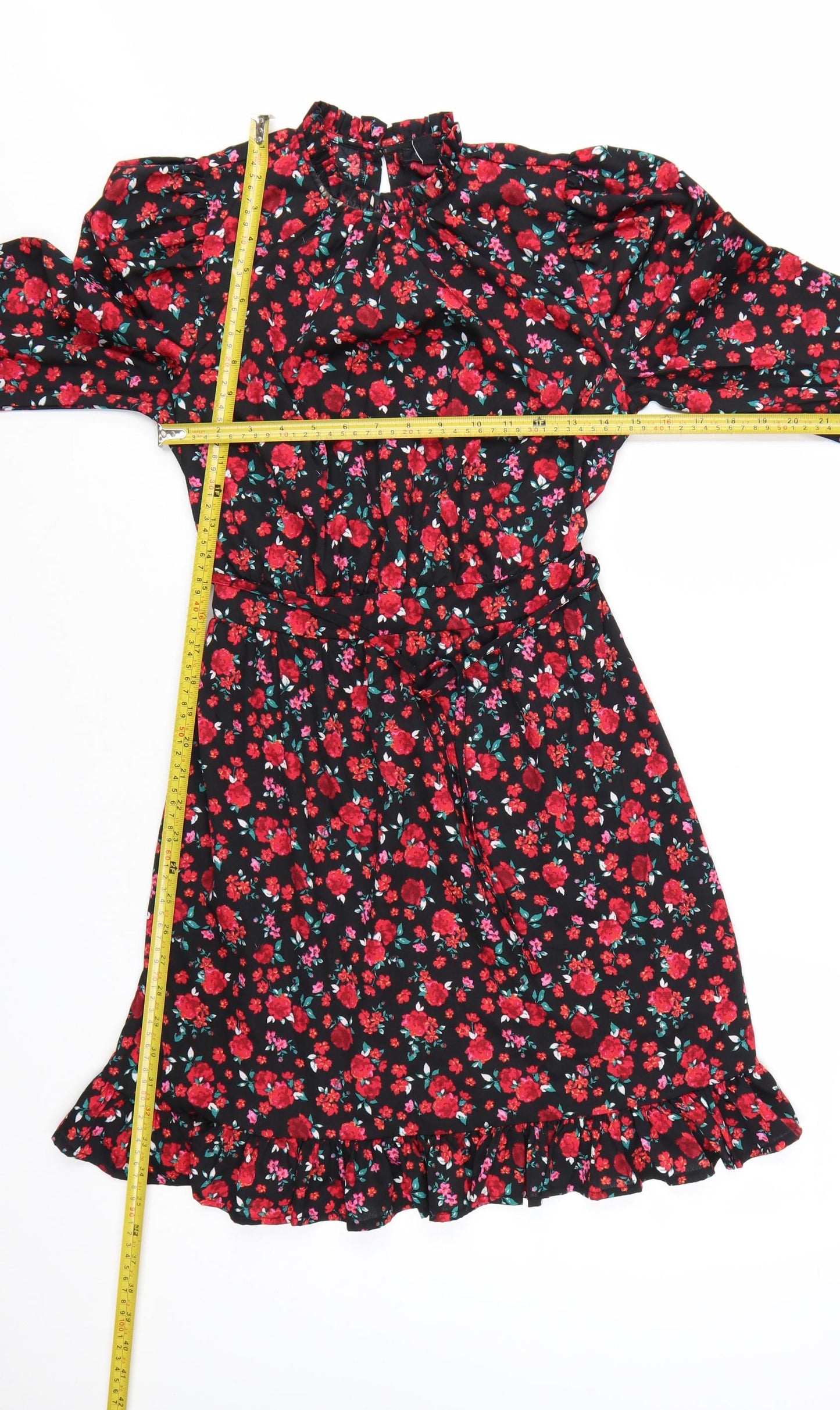 New Look Women’s Black Floral Knee Length Fit & Flare Dress Size 10