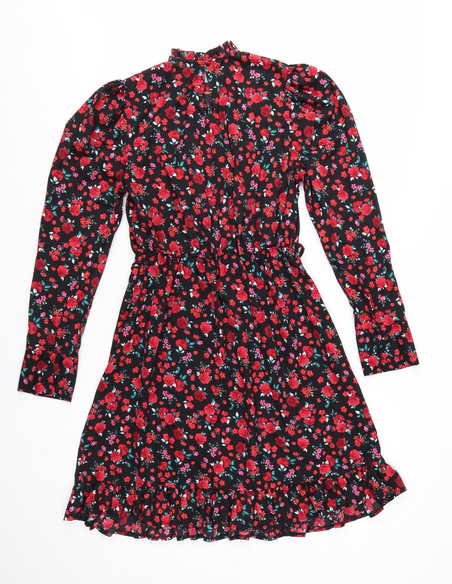 New Look Women’s Black Floral Knee Length Fit & Flare Dress Size 10