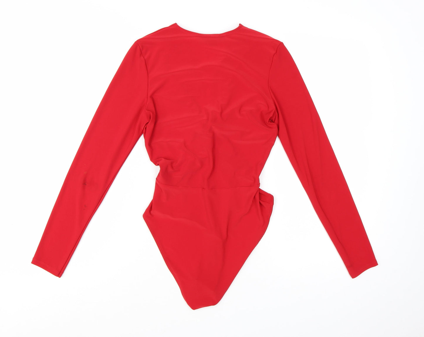 Miss Selfridge Women Red Long Sleeve Knot Front Bodysuit UK 10