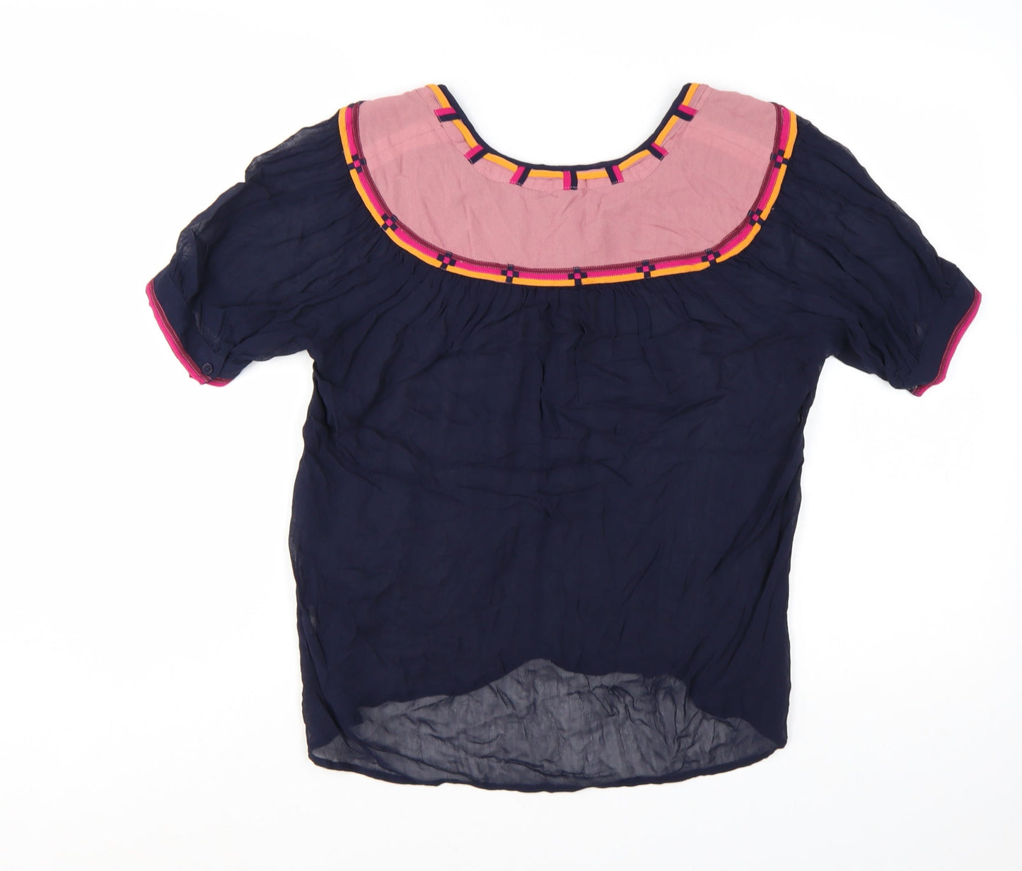 French Connection Women's Blue V-Neck Tunic Blouse Size 10