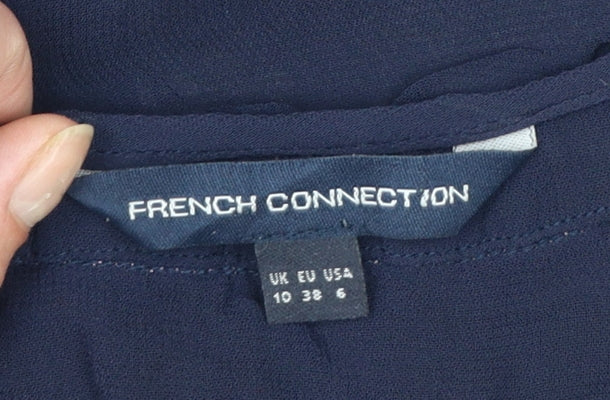 French Connection Women's Blue V-Neck Tunic Blouse Size 10