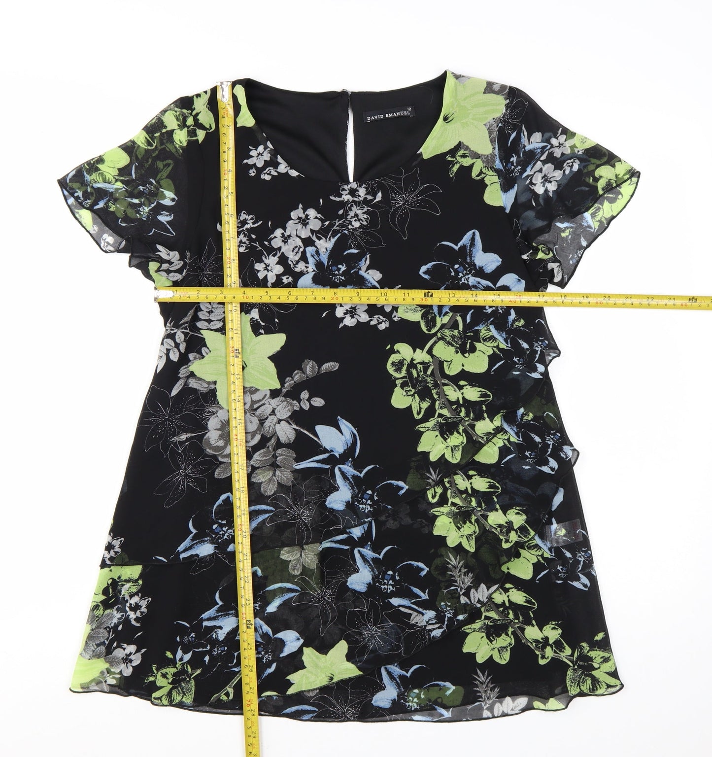 David Emanuel Women’s Multicoloured Floral Tunic Blouse Size 12