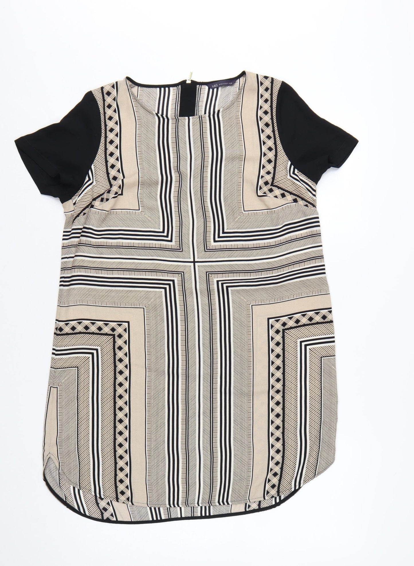 Marks and Spencer Women Beige Geometric Shift Dress Size 12