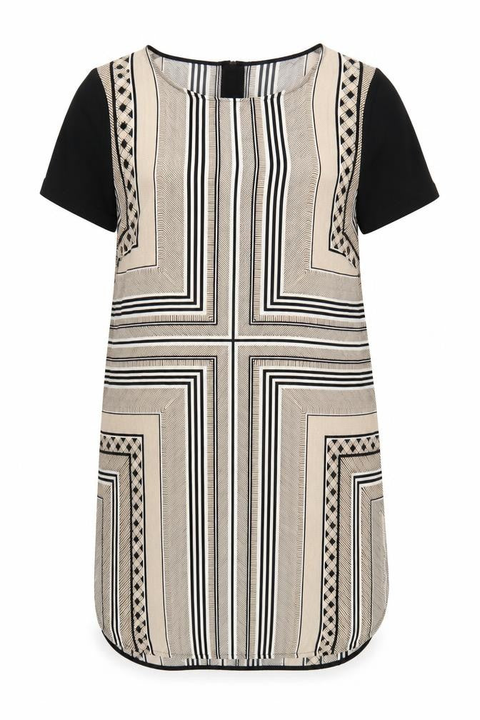 Marks & Spencer Women Beige Geometric Shift Dress Size 12